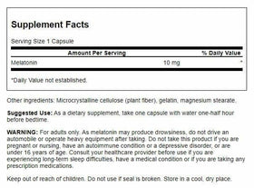 Swanson Mélatonine 10 mg 60 capsules vue de dos