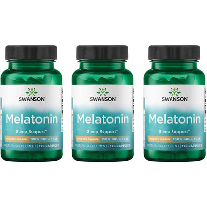 Swanson Mélatonine 3 mg 120 capsules vue de face