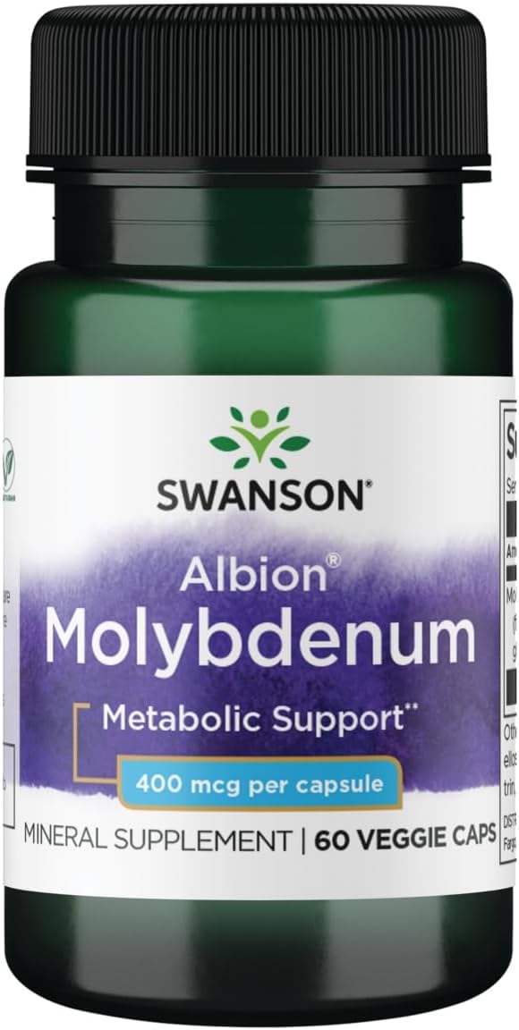 Swanson Molybdène Chélaté 400 mcg capsules végétales vue avant