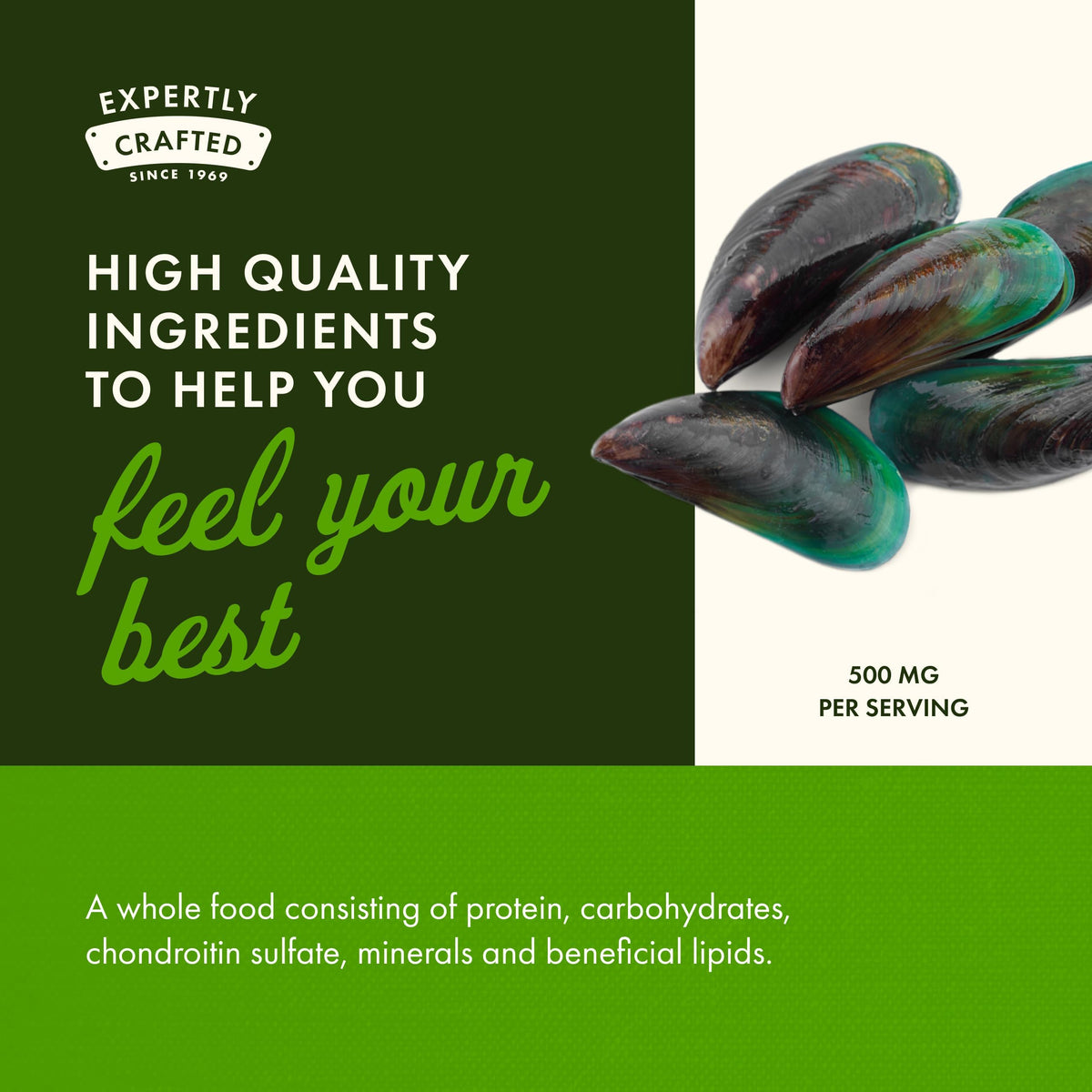 Swanson Moules Vertes de Nouvelle-Zélande 500 mg 60 capsules - emballage
