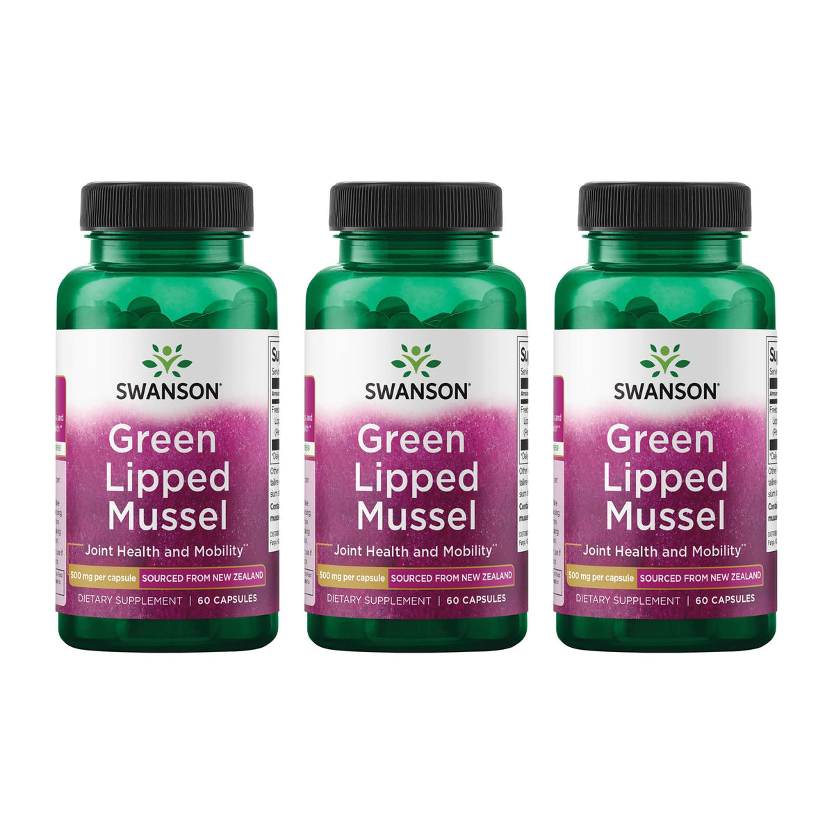 Swanson Moules Vertes de Nouvelle-Zélande 500 mg 60 capsules - vue avant