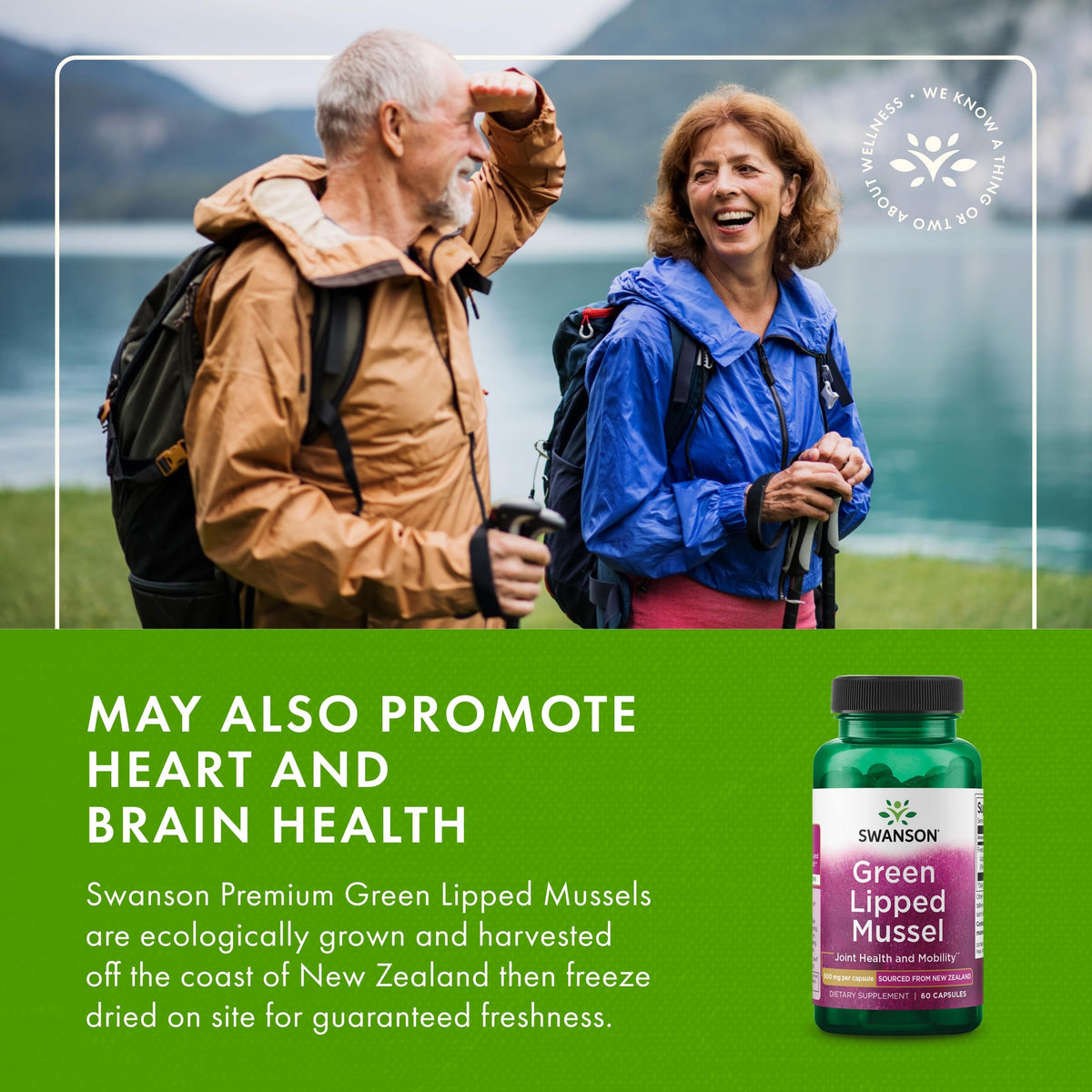 Swanson Moules Vertes de Nouvelle-Zélande 500 mg 60 capsules - vue de côté