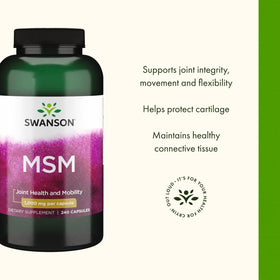 Swanson MSM 1000 mg capsules avec un verre d'eau