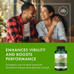 Swanson Muira Puama 400 mg boîte ouverte avec capsules