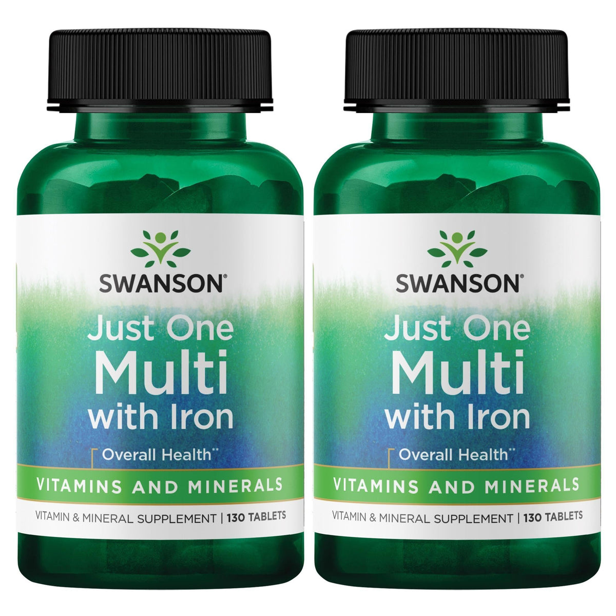 Swanson Multivitamines avec Fer 130 Comprimés côté de l'emballage