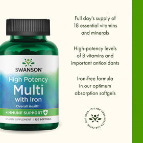 Swanson Multivitamines Haute Potence 120 Gélules - Flacon ouvert