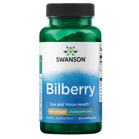 Swanson myrtille 100 mg capsules, vue de face avec emballage