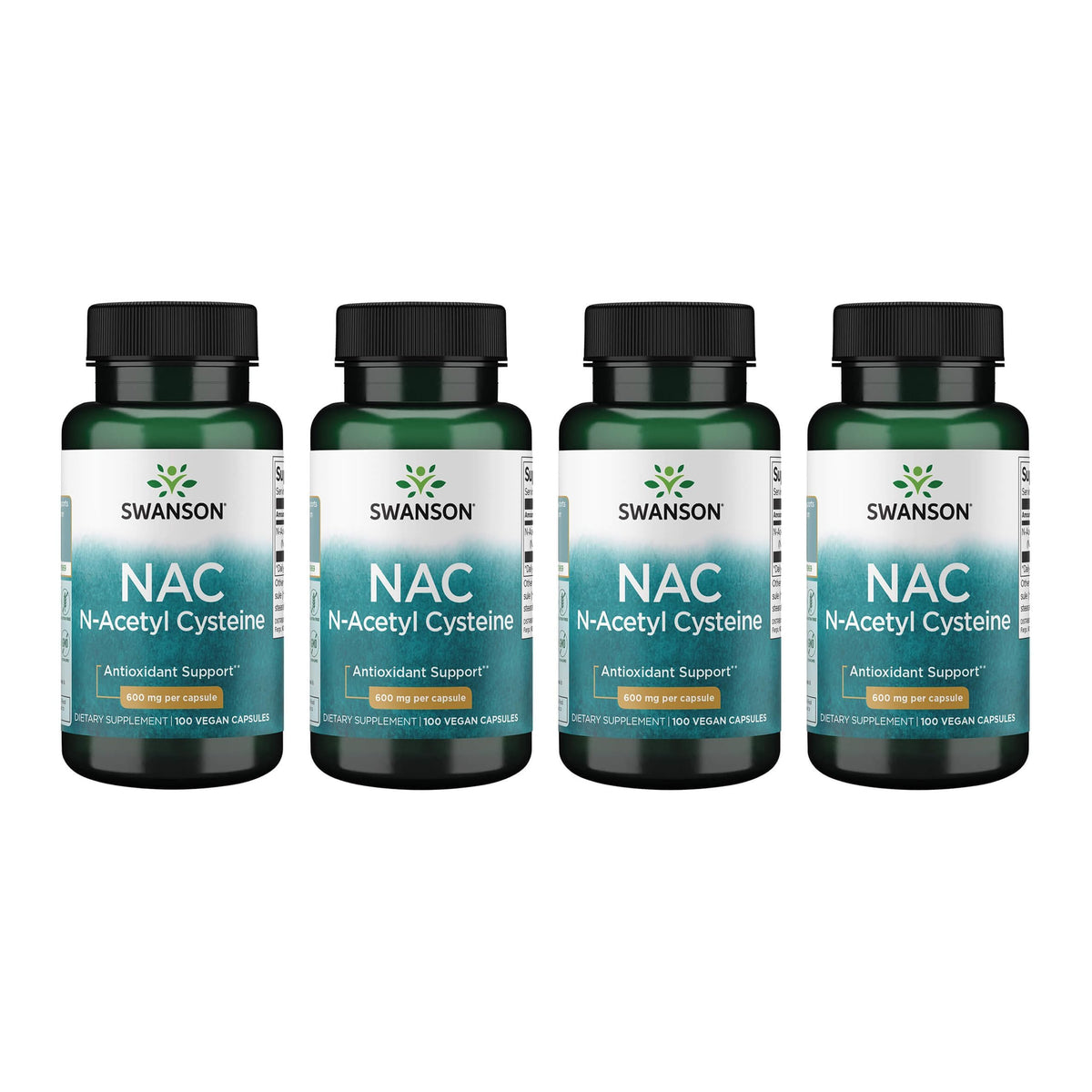 Swanson NAC N-Acetyl Cystéine 600 mg 100 capsules végétales vue avant