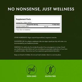 Swanson NAC N-Acetyl Cystéine 600 mg capsules végétales sur une table