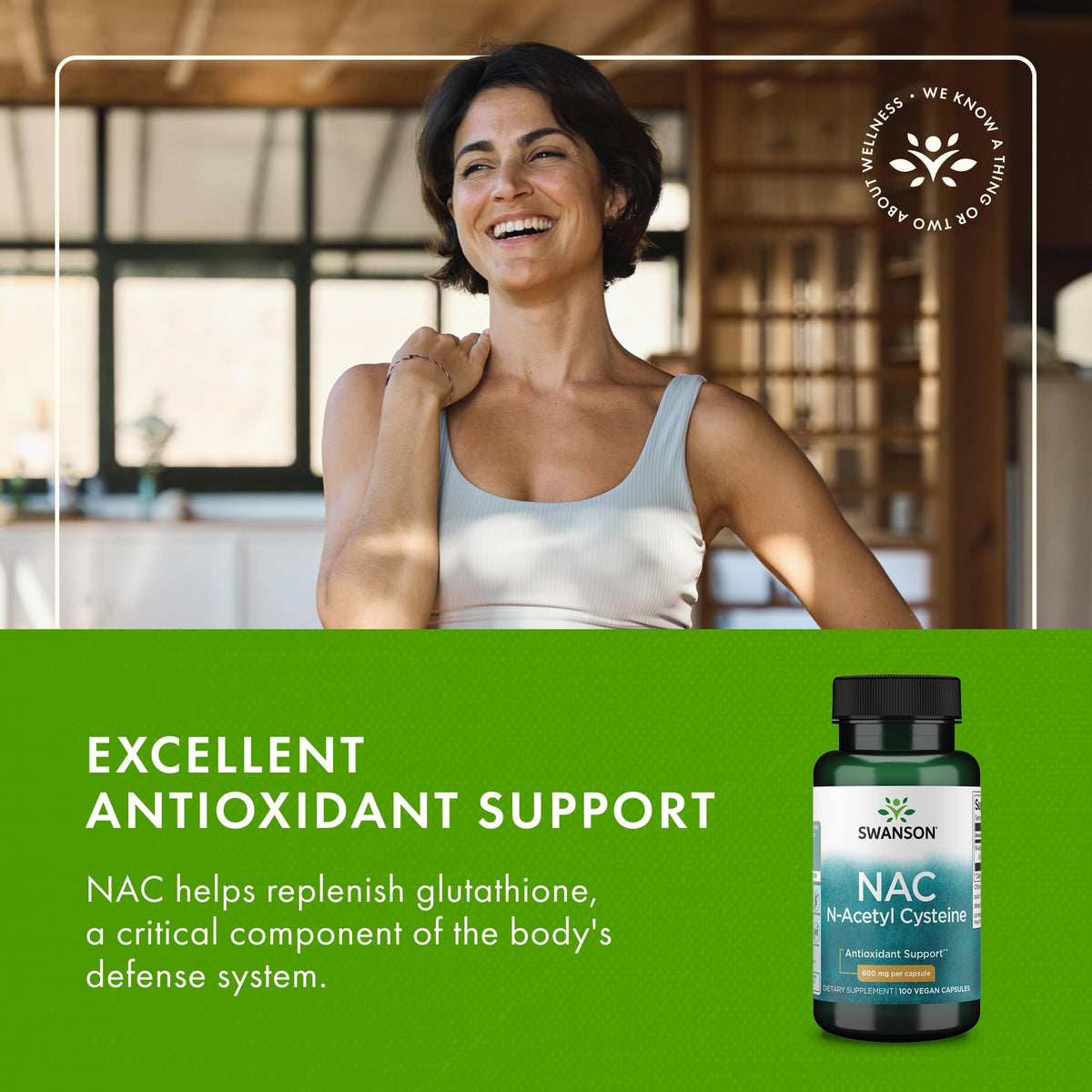 Swanson NAC N-Acetyl Cystéine 600 mg en mode de vie actif