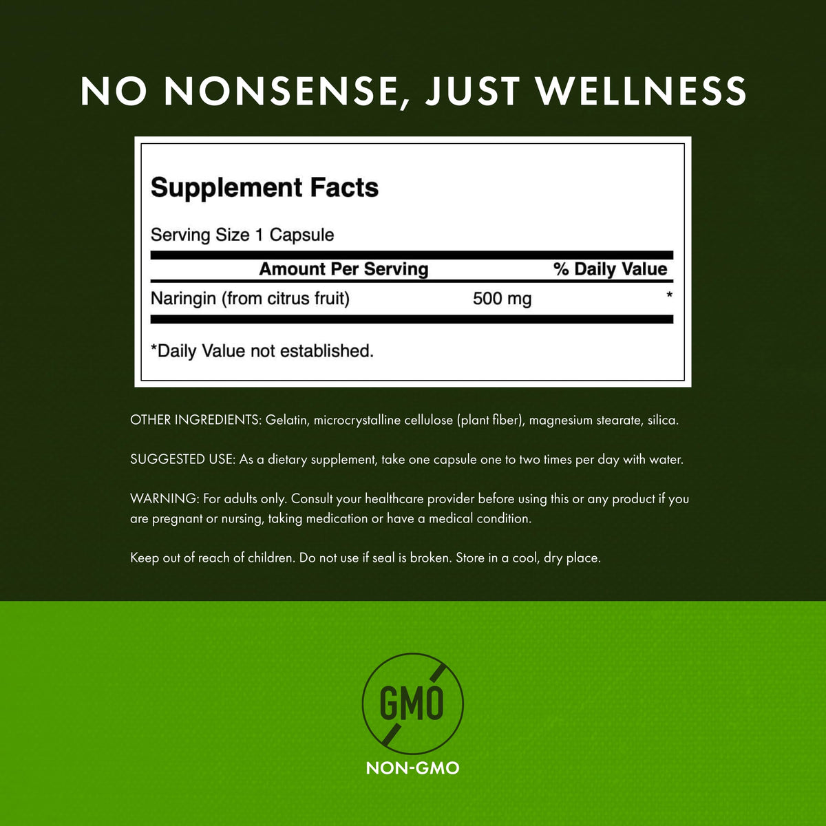 Swanson Naringin Bioflavonoïde Antioxydant 500 mg - ingrédients sur l'étiquette