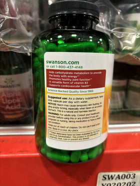 Swanson Niacinamide 500 mg, étiquette arrière
