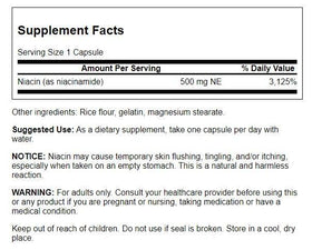 Swanson Niacinamide 500 mg flacon avec étiquette