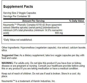 Swanson Nootropic Brain Food 450 mg capsule label close-up