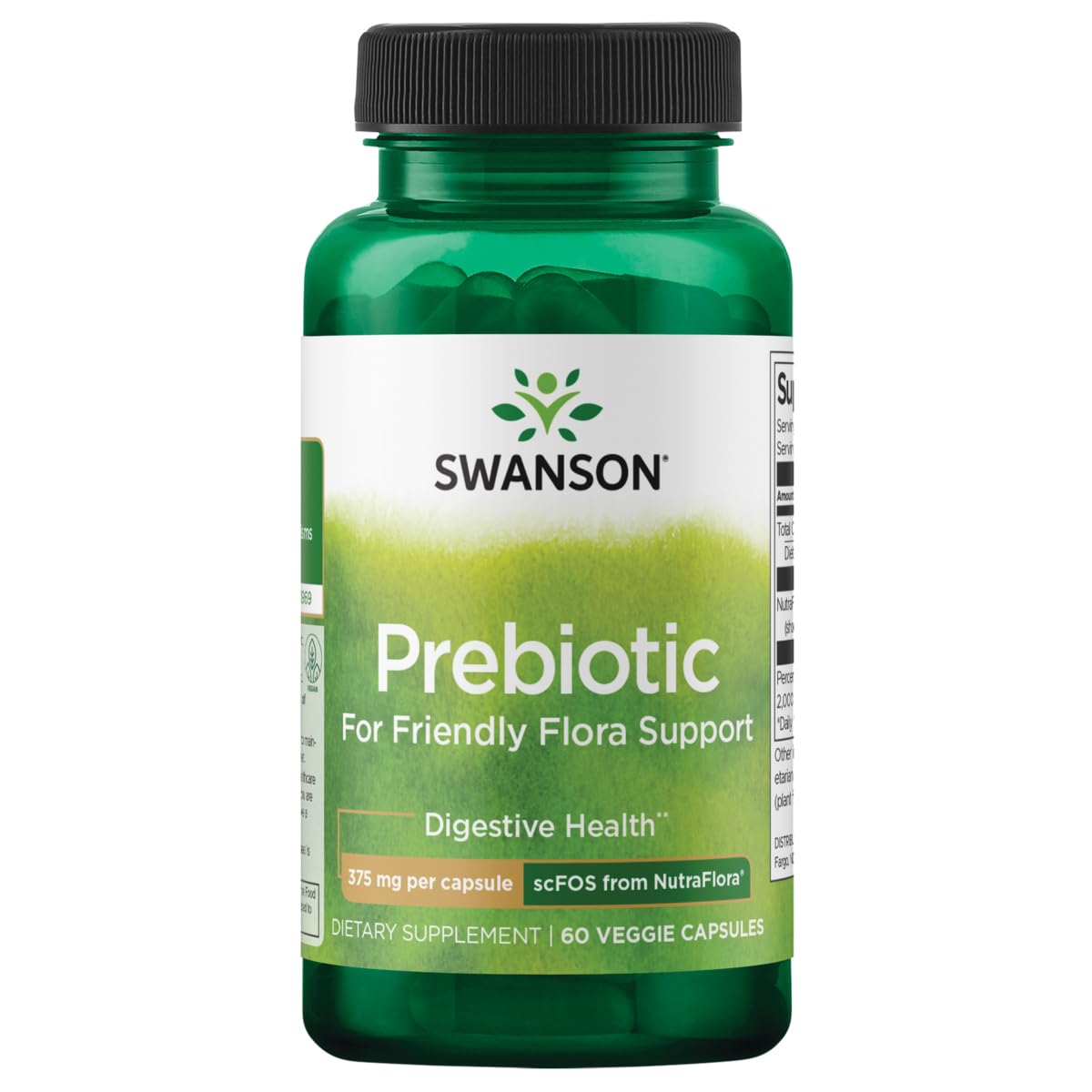 Swanson Nutraflora Fibre Prébiotique 375 mg gélules végétales vue de face