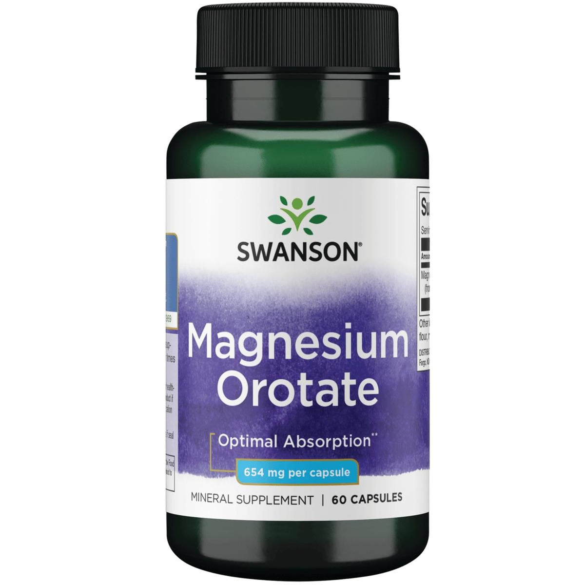 Swanson Orotate de Magnésium 40 mg 60 capsules vue avant