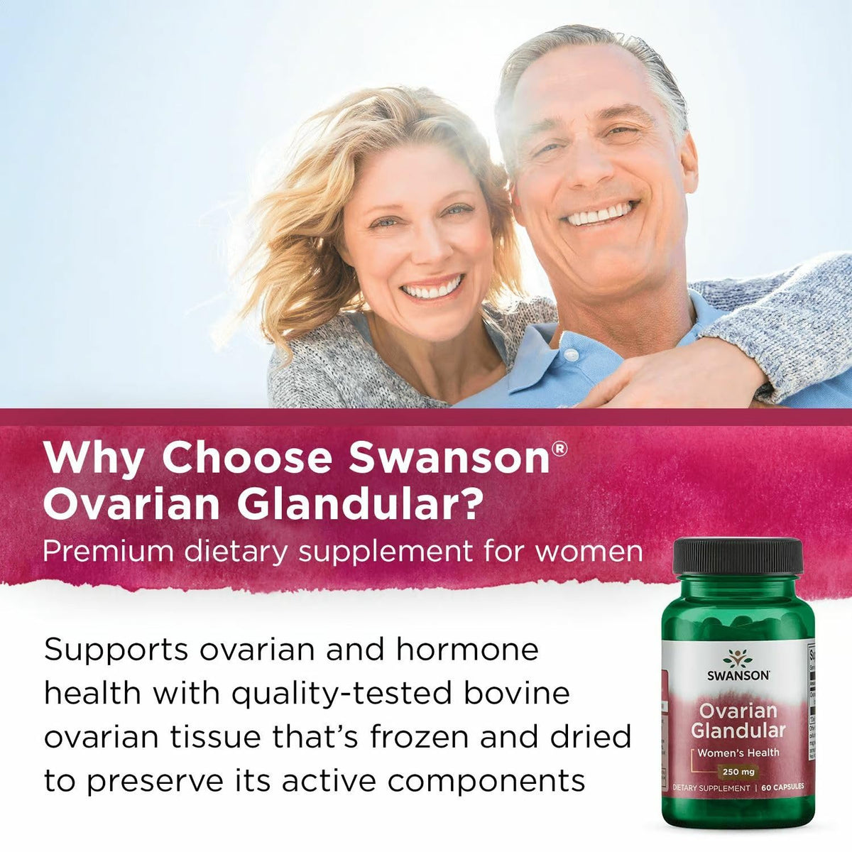Swanson Ovarian Glandular 250mg avec verre d'eau