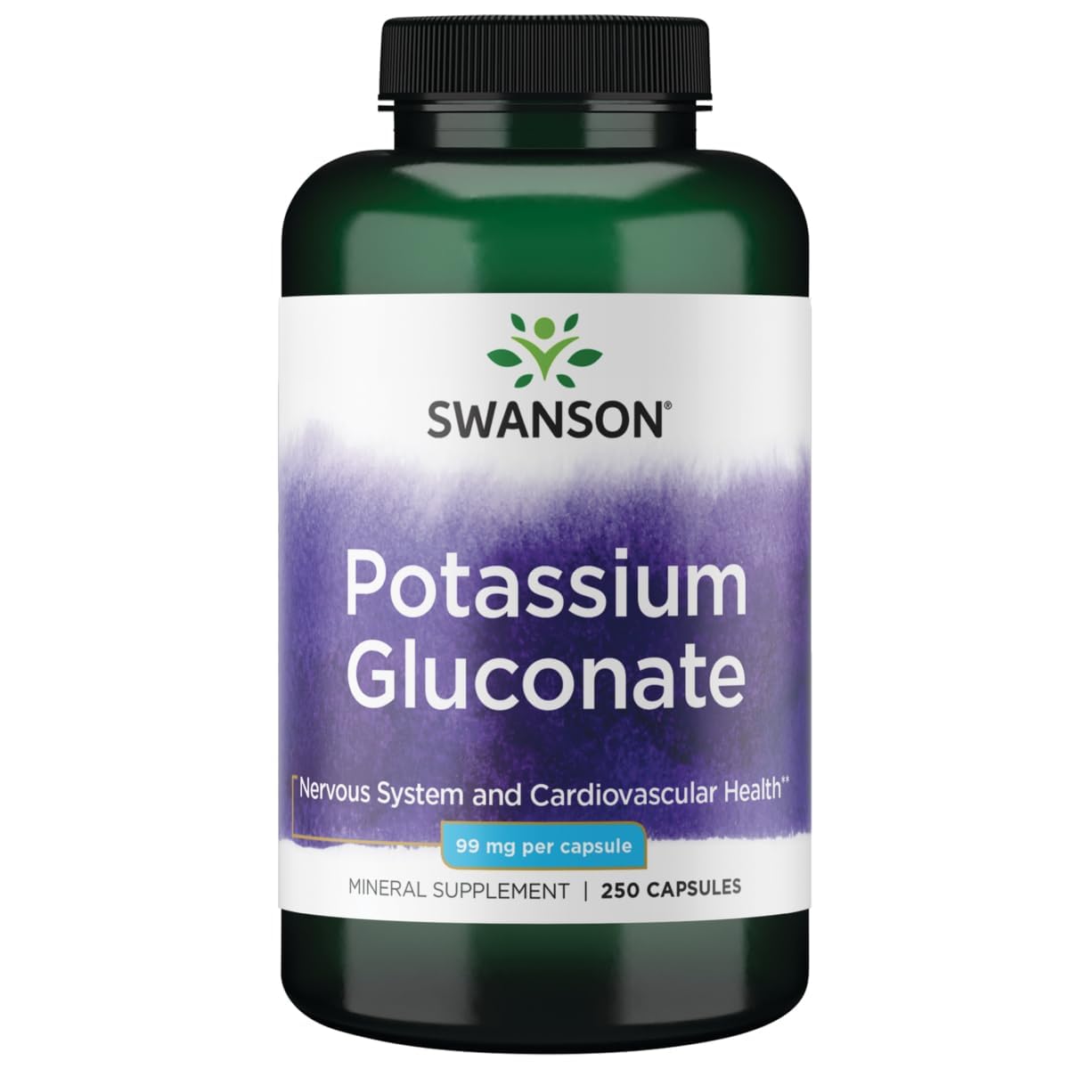 Swanson Potassium Gluconate 250 capsules vue de l'avant
