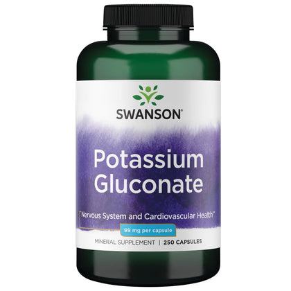 Swanson Potassium Gluconate 250 capsules vue de l'avant