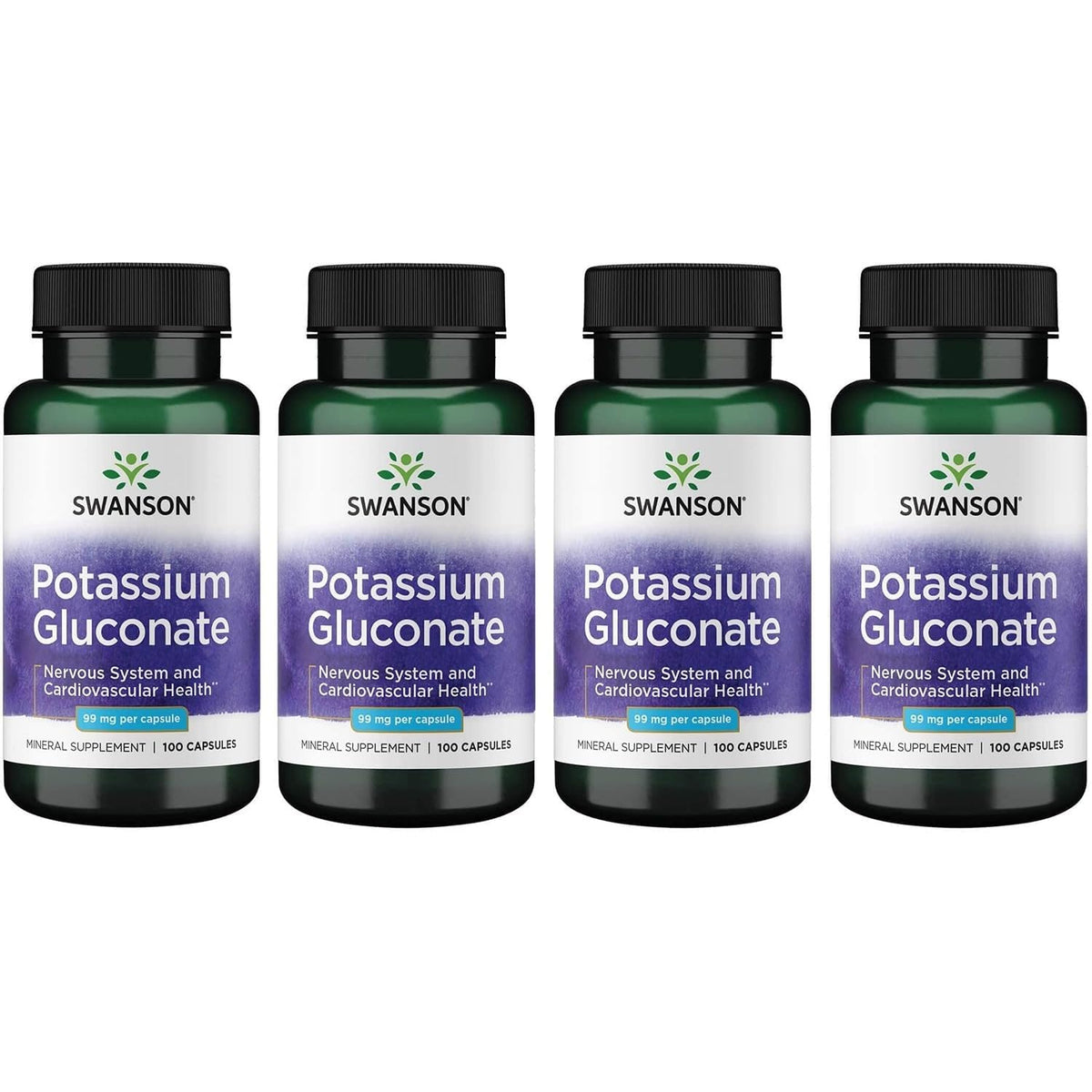 Swanson Potassium Gluconate 99 mg 100 Capsules vue de face