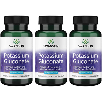 Swanson Potassium Gluconate 99 mg capsules, packaging front view