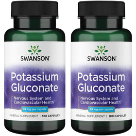 Swanson Potassium Gluconate 99 mg capsules, packaging frontal