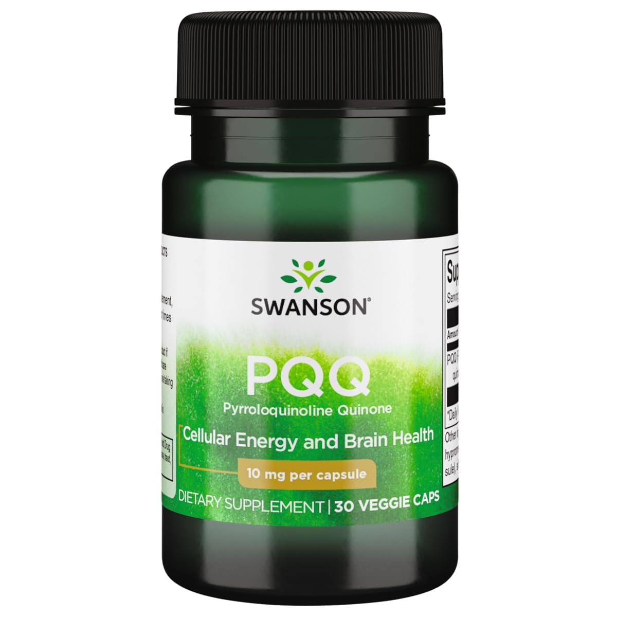Swanson PQQ Pyrroloquinoline Quinone 10 mg Capsules Végétales, vue avant de l'emballage