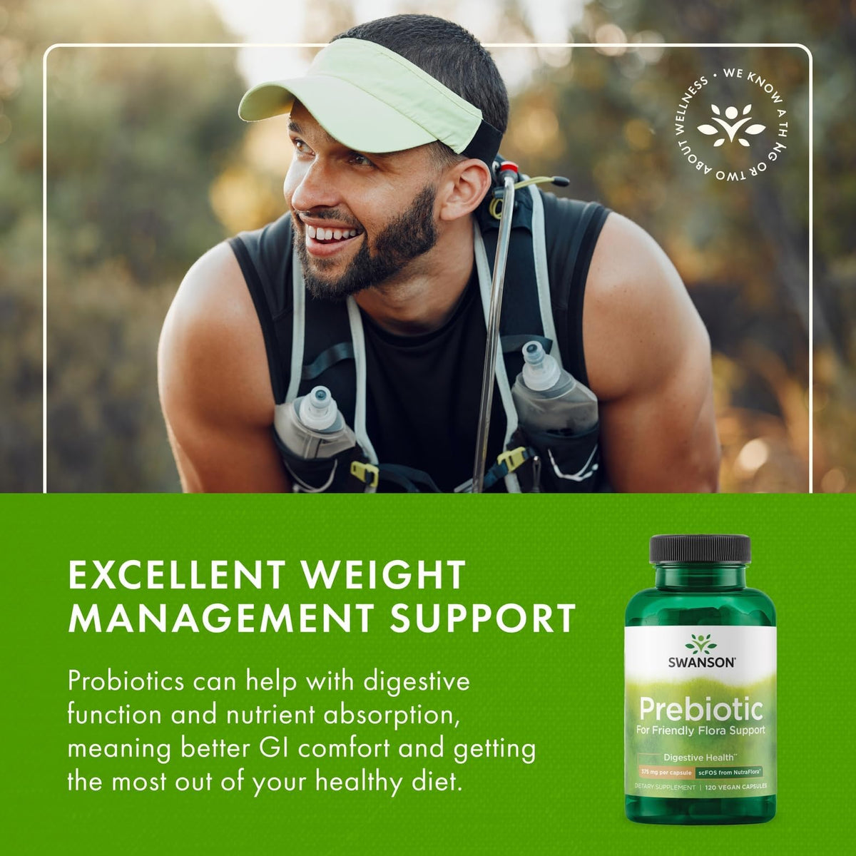Swanson prébiotiques 750 mg, capsules sur une table