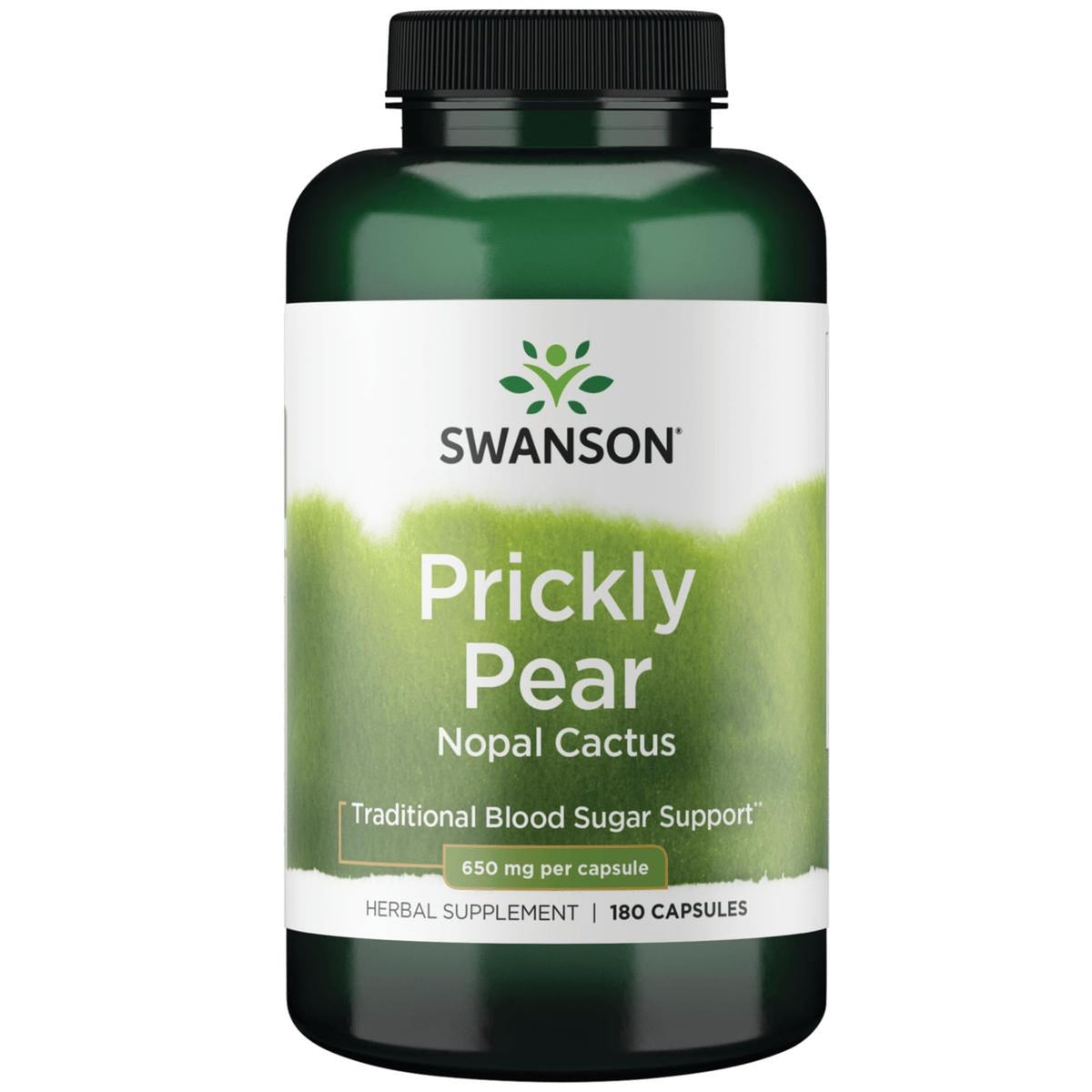 Swanson Prickly Pear Cactus 650 mg capsules, front view of the bottle