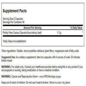 Swanson Prickly Pear Cactus capsules, side view showing the label