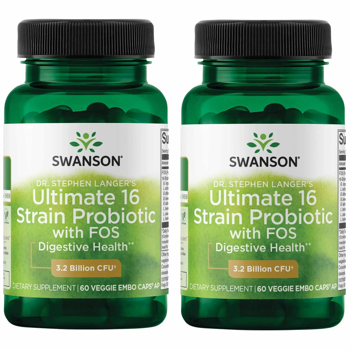 Swanson Probiotique 16 souches 60 capsules végétales vue de face