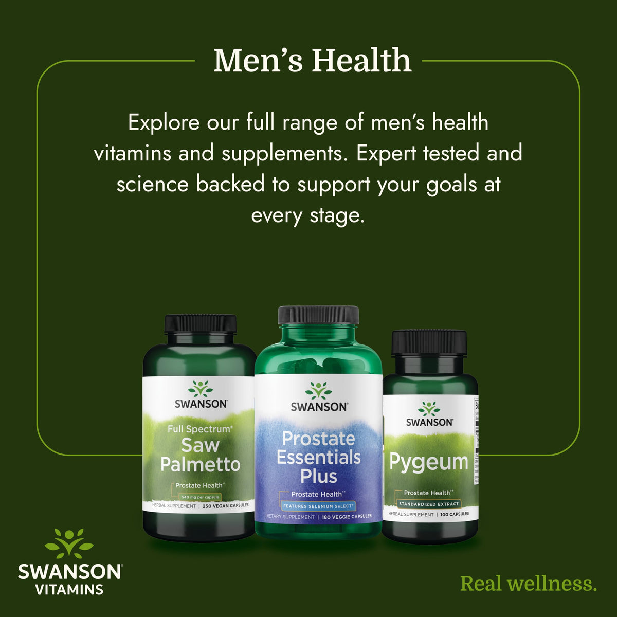Swanson Prostate Essentials Plus 180 capsules en gros plan