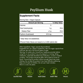 Swanson Psyllium 610 mg 300 Capsules ouvertes montrant les capsules