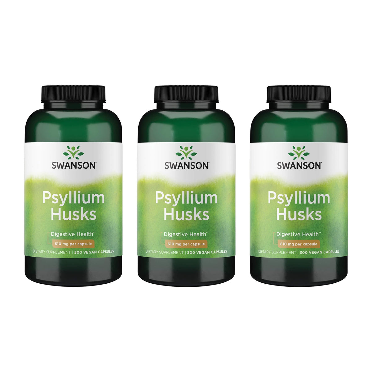 Swanson Psyllium Husk 610 mg 300 Capsules vue de face
