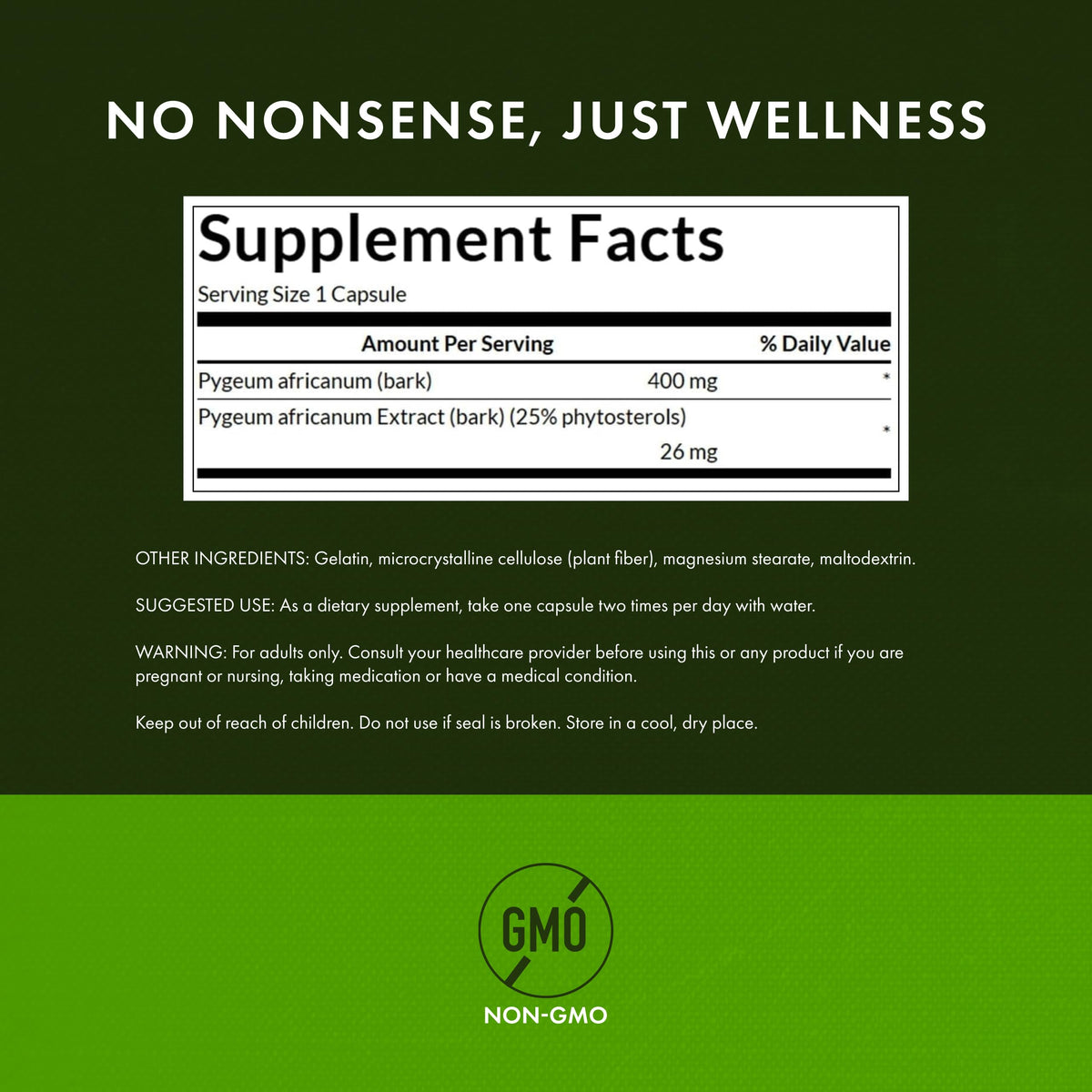 Swanson Pygeum 400 mg capsules en gros plan
