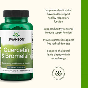 Swanson Quercétine & Bromélaïne gélules sur une table