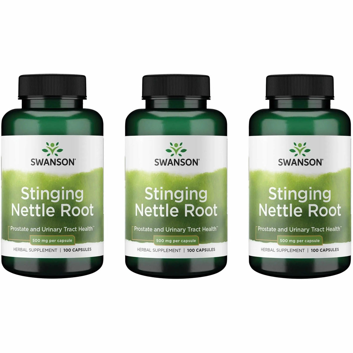 Swanson Racine d'ortie 500 mg 100 gélules, vue de l'avant