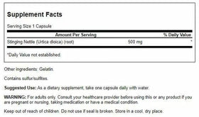 Swanson Racine d'Ortie 500 mg capsule arrière vue