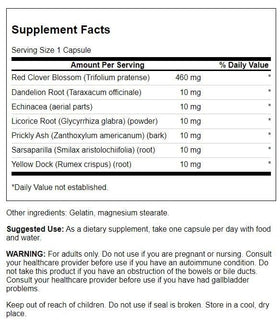Swanson Red Clover Combination 100 Capsules - vue arrière de l'emballage