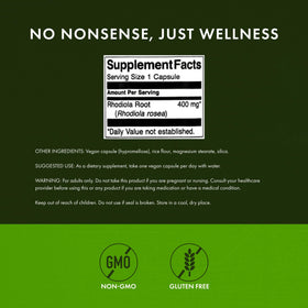 Swanson Rhodiola Rosea Racine 400mg 100 Capsules vue latérale