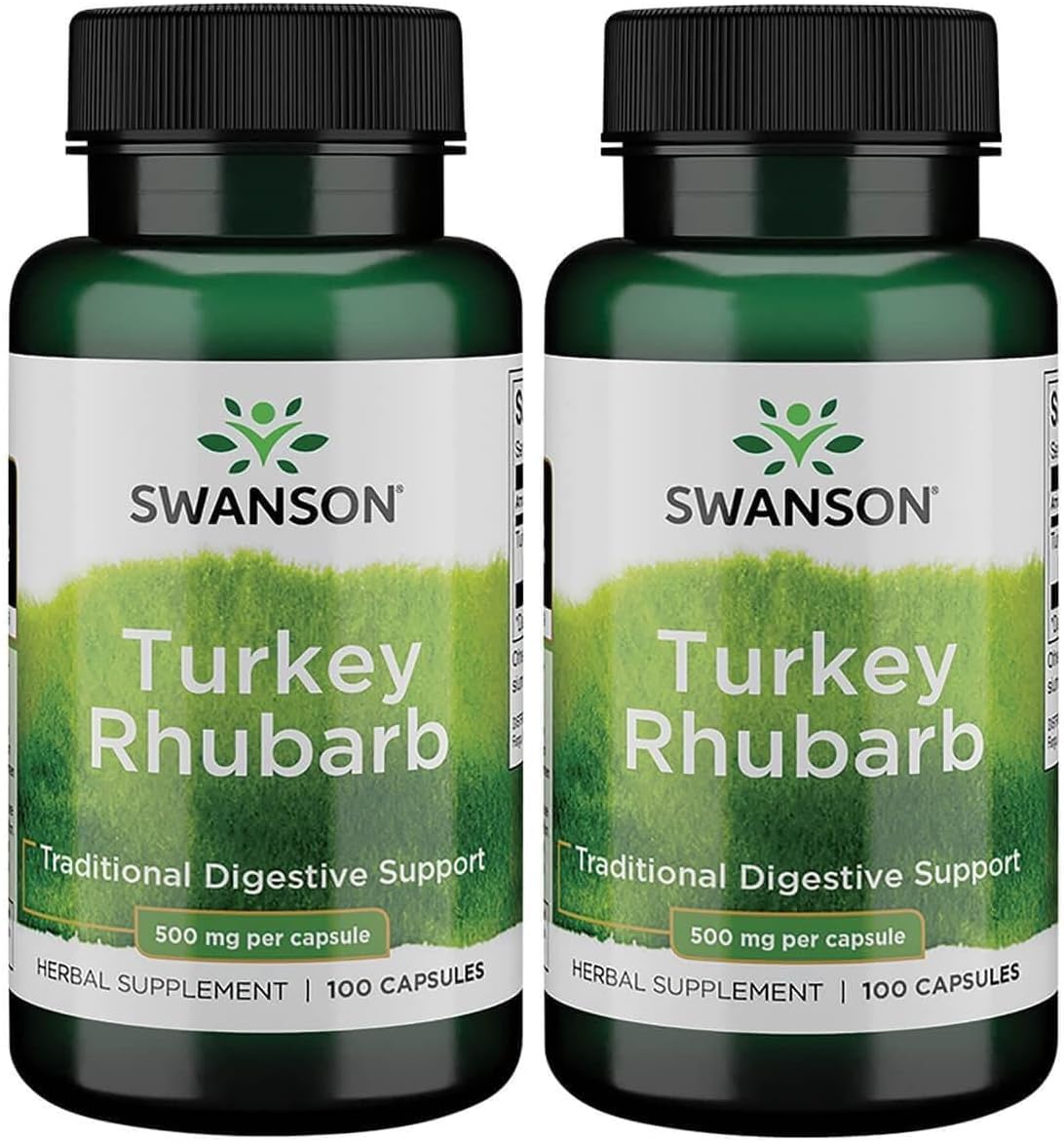 Swanson Rhubarbe Turque 500 mg 100 capsules vue avant