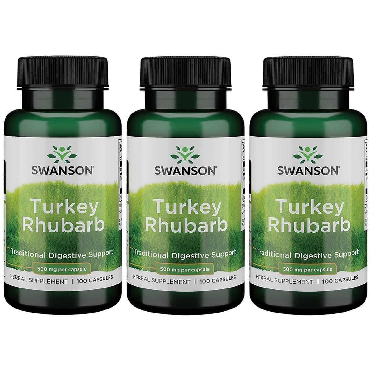 Swanson Rhubarbe Turque 500 mg 100 capsules vue de face