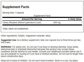 Swanson Rhubarbe Turque 500 mg, capsules dans un flacon