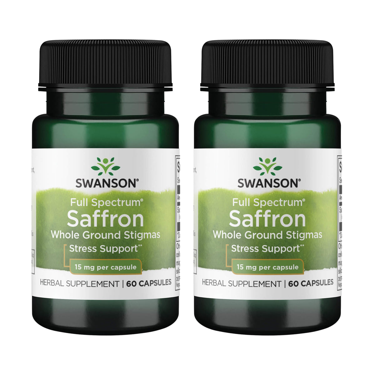 Swanson Saffran Espagnol Bio 15 mg 60 Veg Caps - vue avant