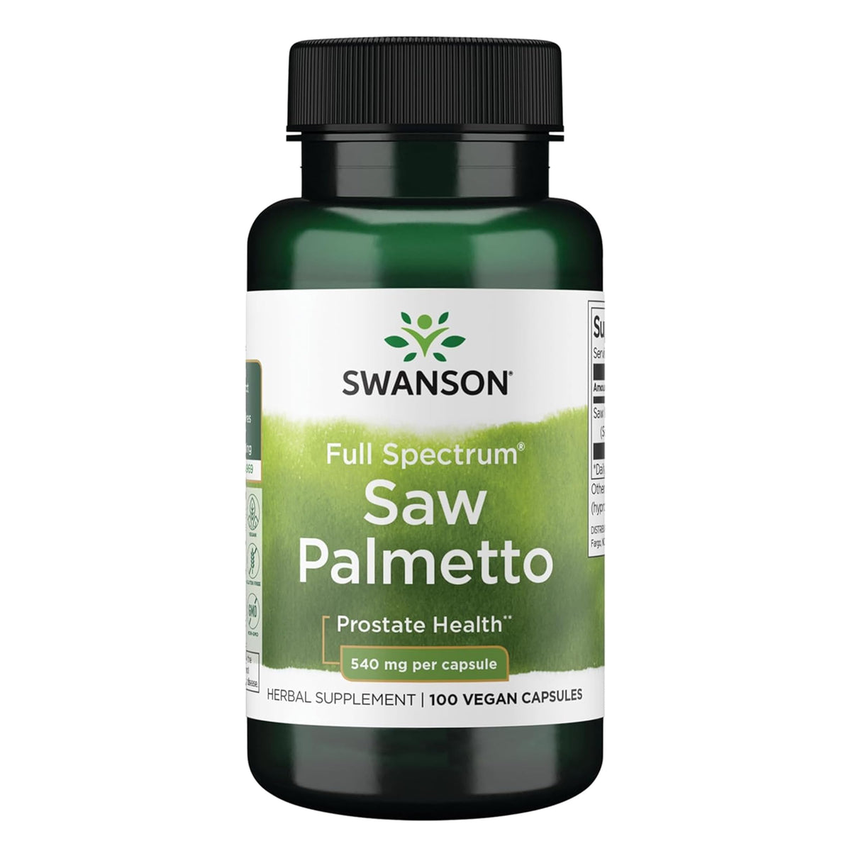 Swanson Saw Palmetto 540 mg 100 Capsules Végétales - vue avant