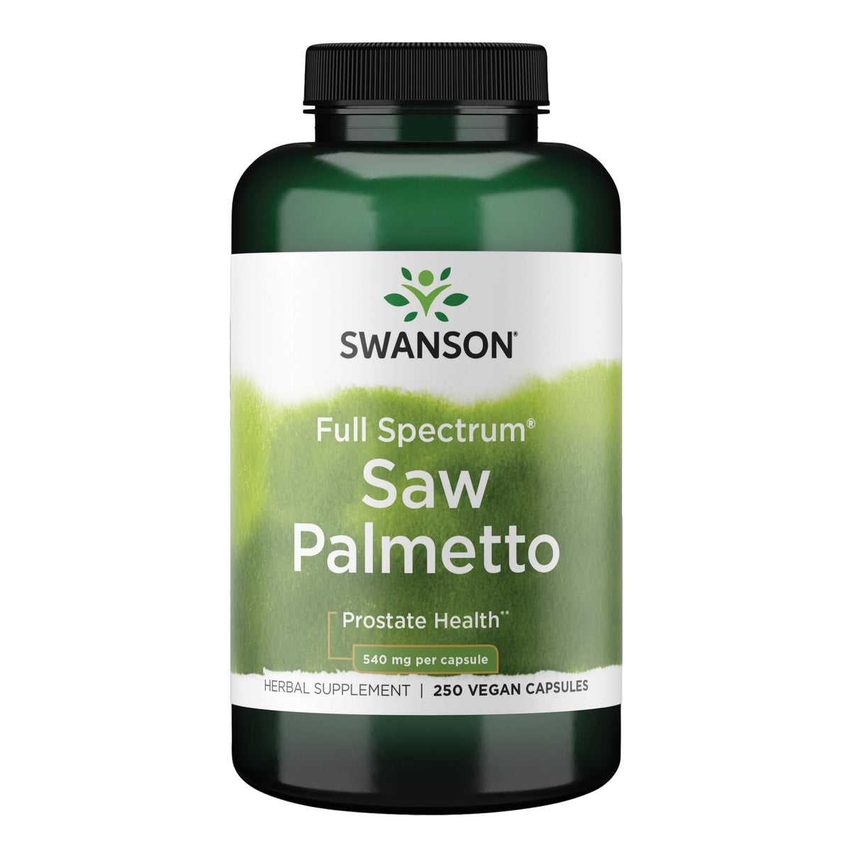 Swanson Saw Palmetto 540 mg 250 capsules végétales vue de face
