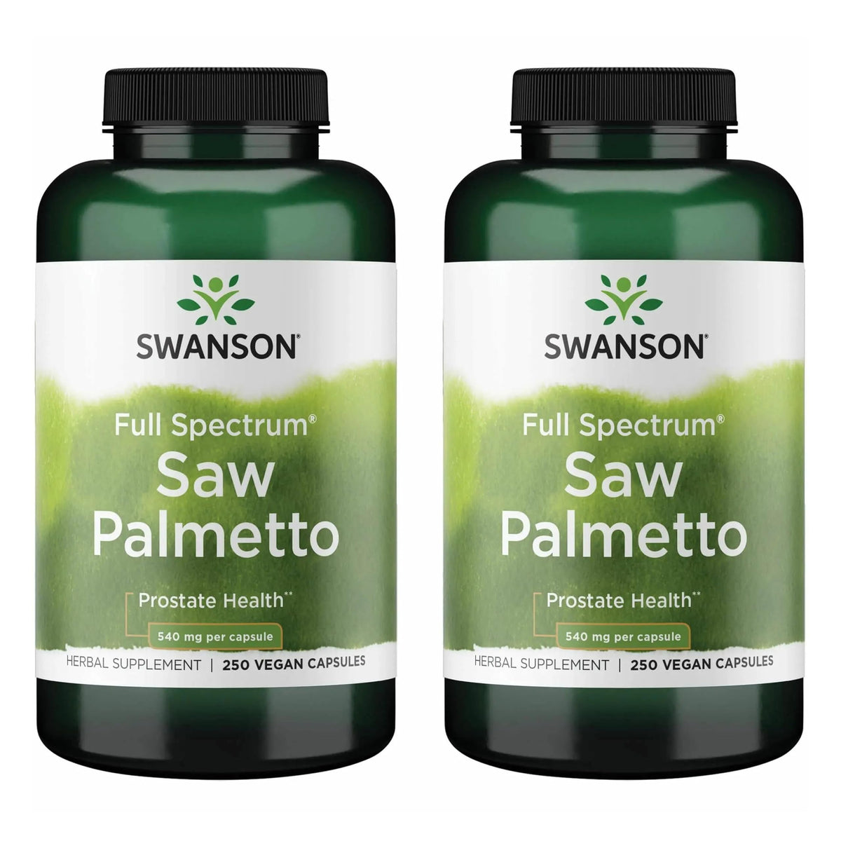Swanson Saw Palmetto 540 mg 250 capsules végétales, vue de face