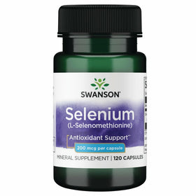 Swanson Sélénium 200 mcg avant de la boîte avec capsules