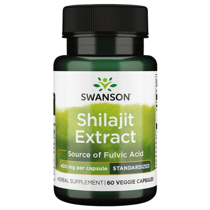 Swanson Shilajit 400 mg capsules végétales, vue de l'avant
