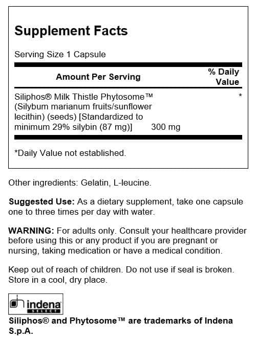 Swanson Siliphos Chardon-Marie 300 mg, 60 capsules side view